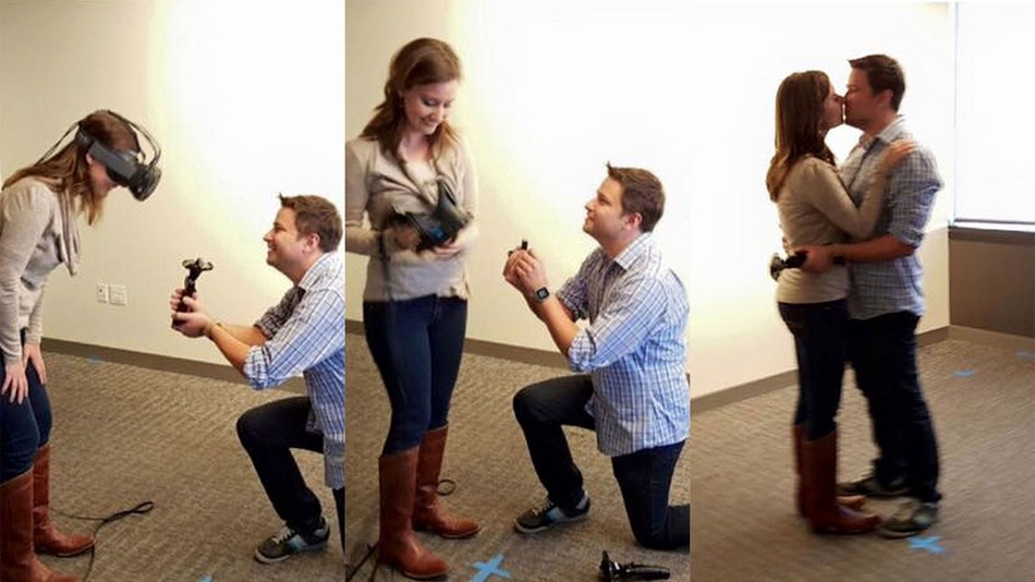 Man proposes to girlfriend in virtual reality, brings real ring as well
