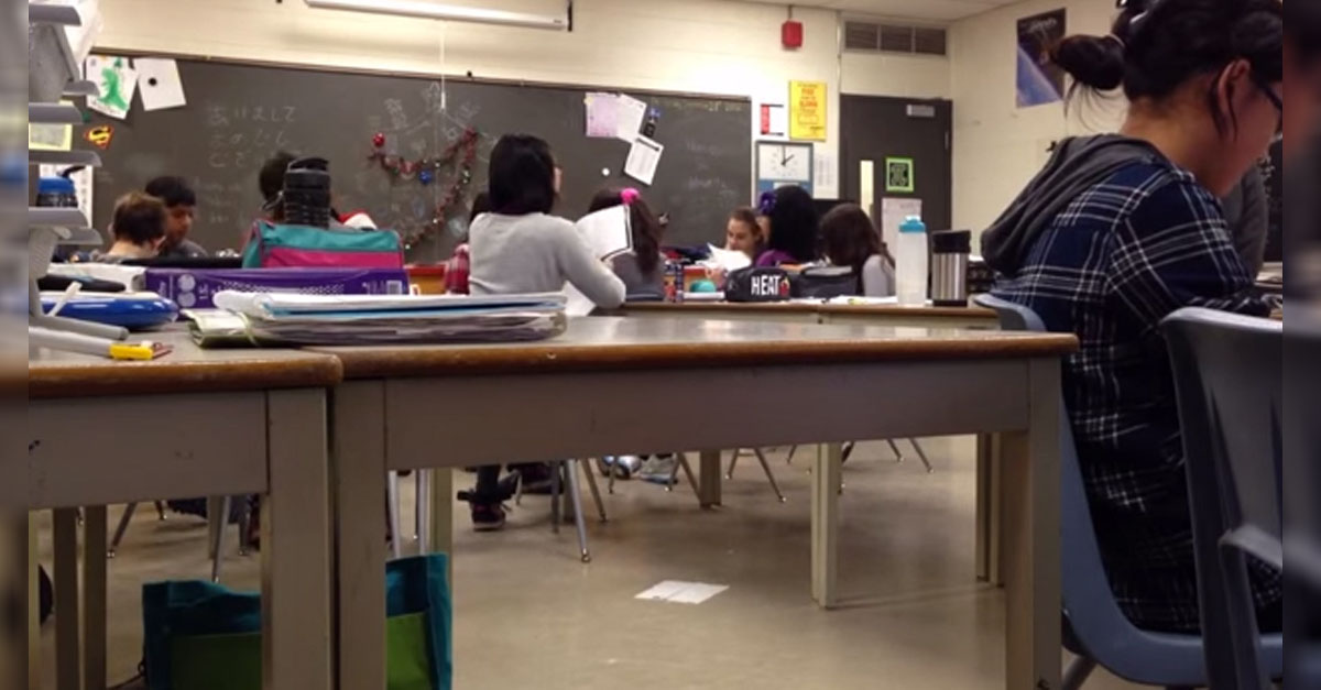 Students play dead in the classroom to prank their teacher