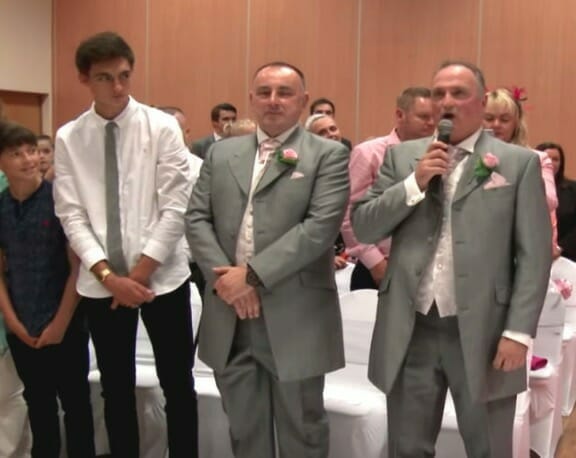 Groom sings Elvis as bride walks to altar, then a strange voice is heard and guests get chills