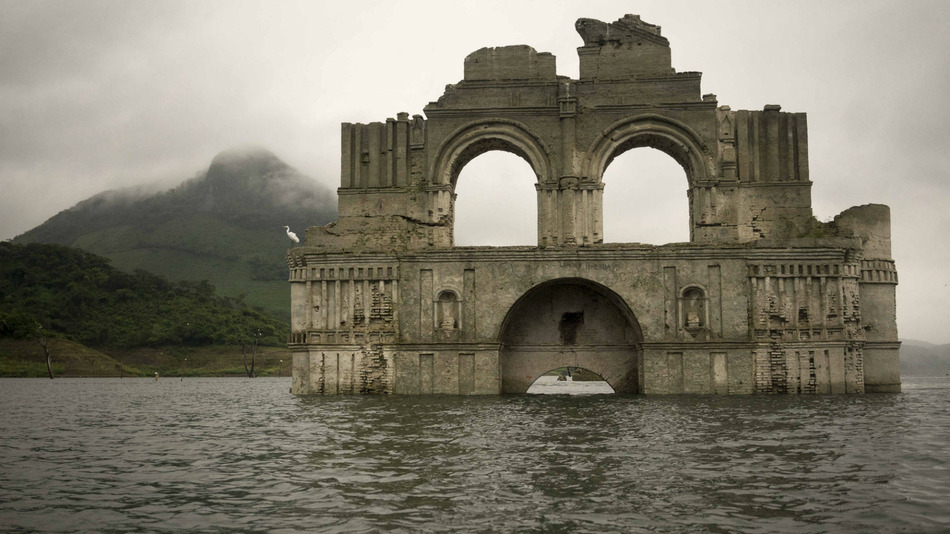 Colonial-era church emerges from the water in a reservoir in Mexico
