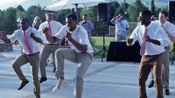 Groom's reception dance is a stanky leg tribute to love
