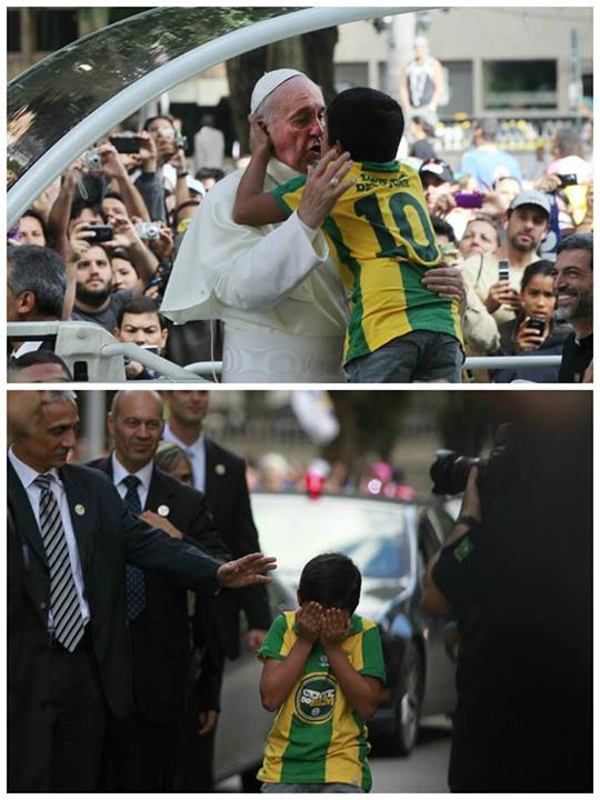 Niño brasileño hace llorar al Papa Francisco con emotivo abrazo en calles de Río