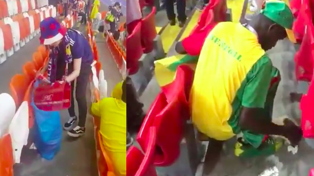 Aficionados de Japón y Senegal dan ejemplo de civilidad limpiando el estadio al final de los partido