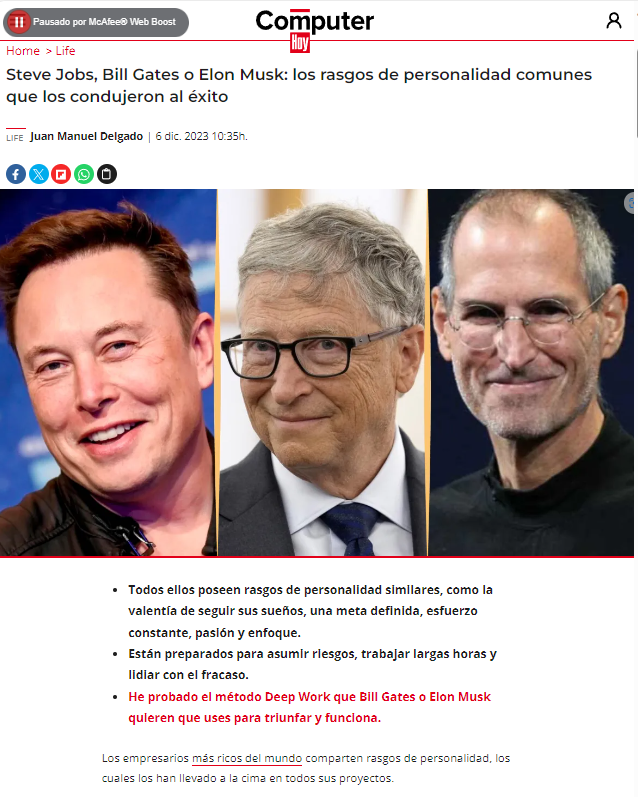 Steve Jobs, Bill Gates o Elon Musk: ¿Qué fue lo que los llevo hasta el éxito?