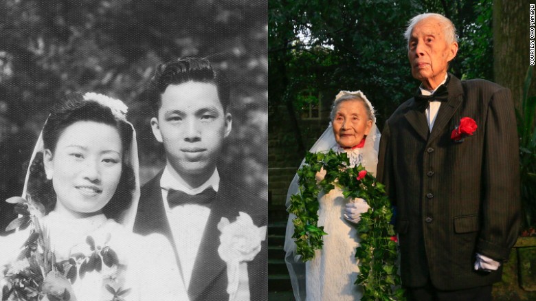 Chinese couple relive wedding day, 70 years later