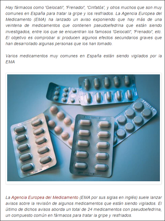 Medicamentos muy comunes en España como Frenadol Gelocatil, están siendo vigilados por la EMA