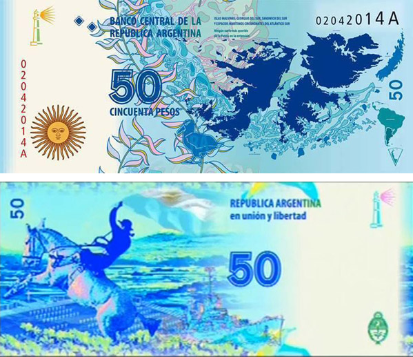 El nuevo billete de 50 pesos con la imagen de las Malvinas