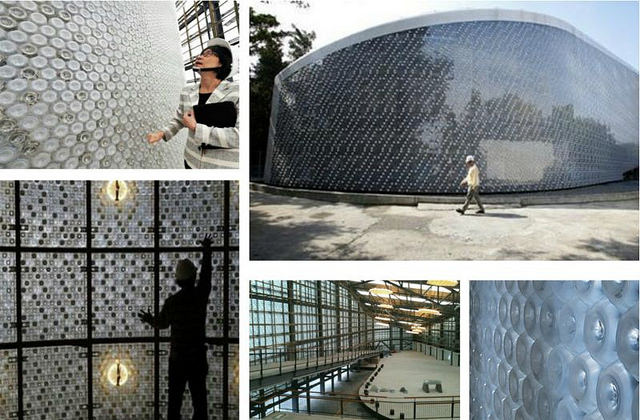 Impresionante edificio hecho con 1,5 millones de botellas de plástico recicladas