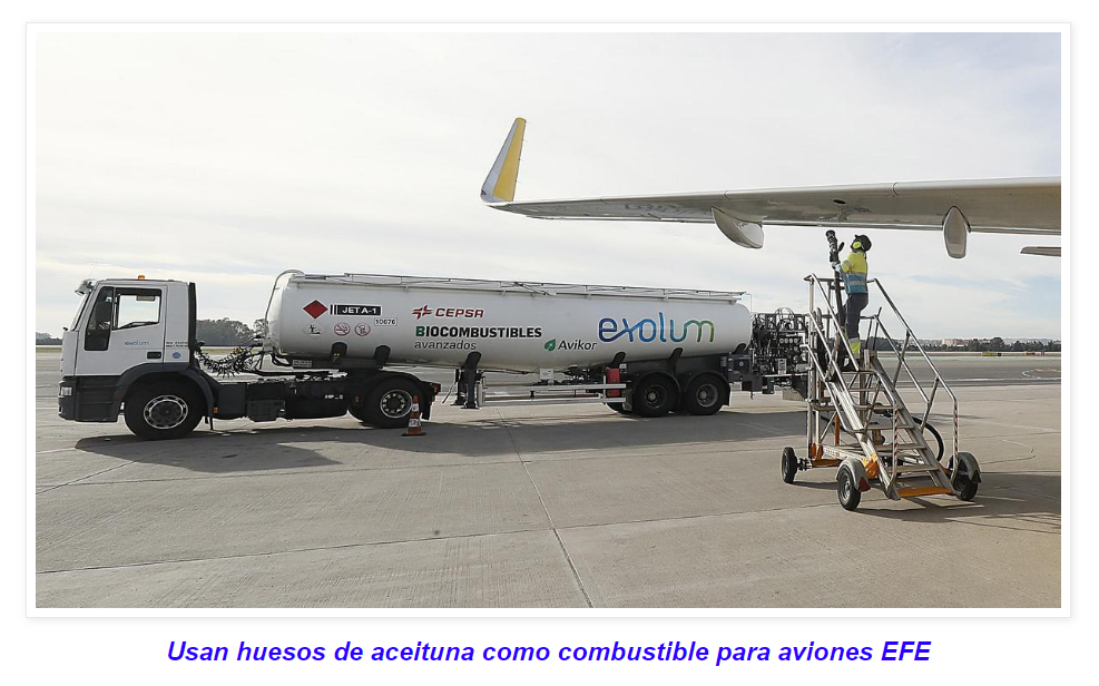  Van llegando soluciones: Aviones con biocombustible a base de huesos de aceituna