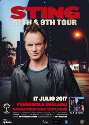 Sting actuará en el verano del 2017 en Fuengirola, Málaga.