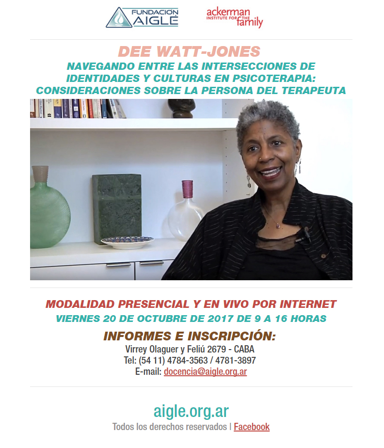 Conferencia para terapeutas a cargo de Dee Watt Jones