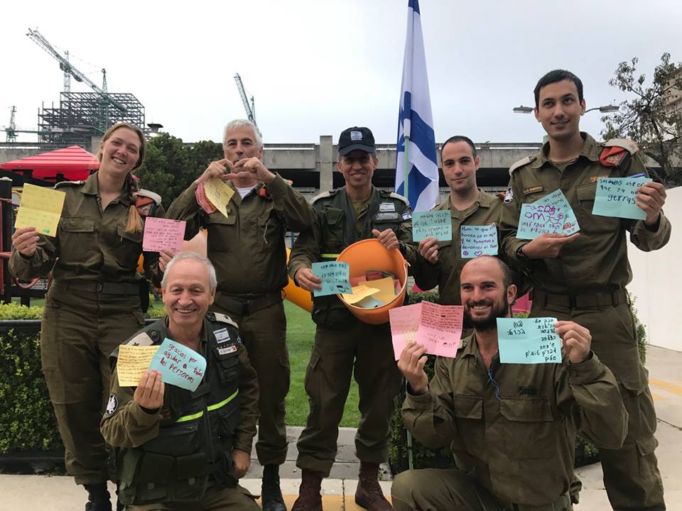 Group of Israeli rescuers take pride in gift given by Mexican childrens