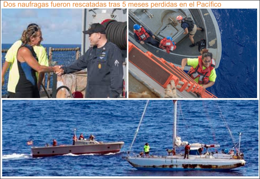  Dos náufragas rescatadas en el Pacífico tras 5 meses entre tiburones y tormentas