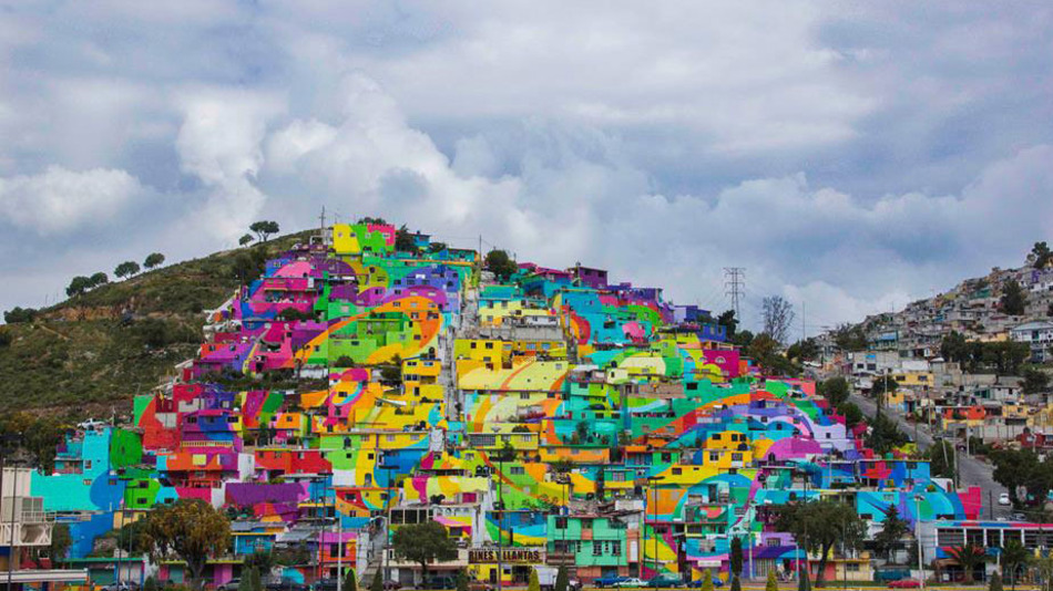 Street artists paint 209 houses to transform hillside into beautiful mural
