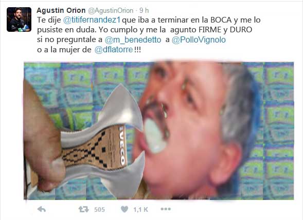 Orion agredió a Titi Fernandez en las redes sociales