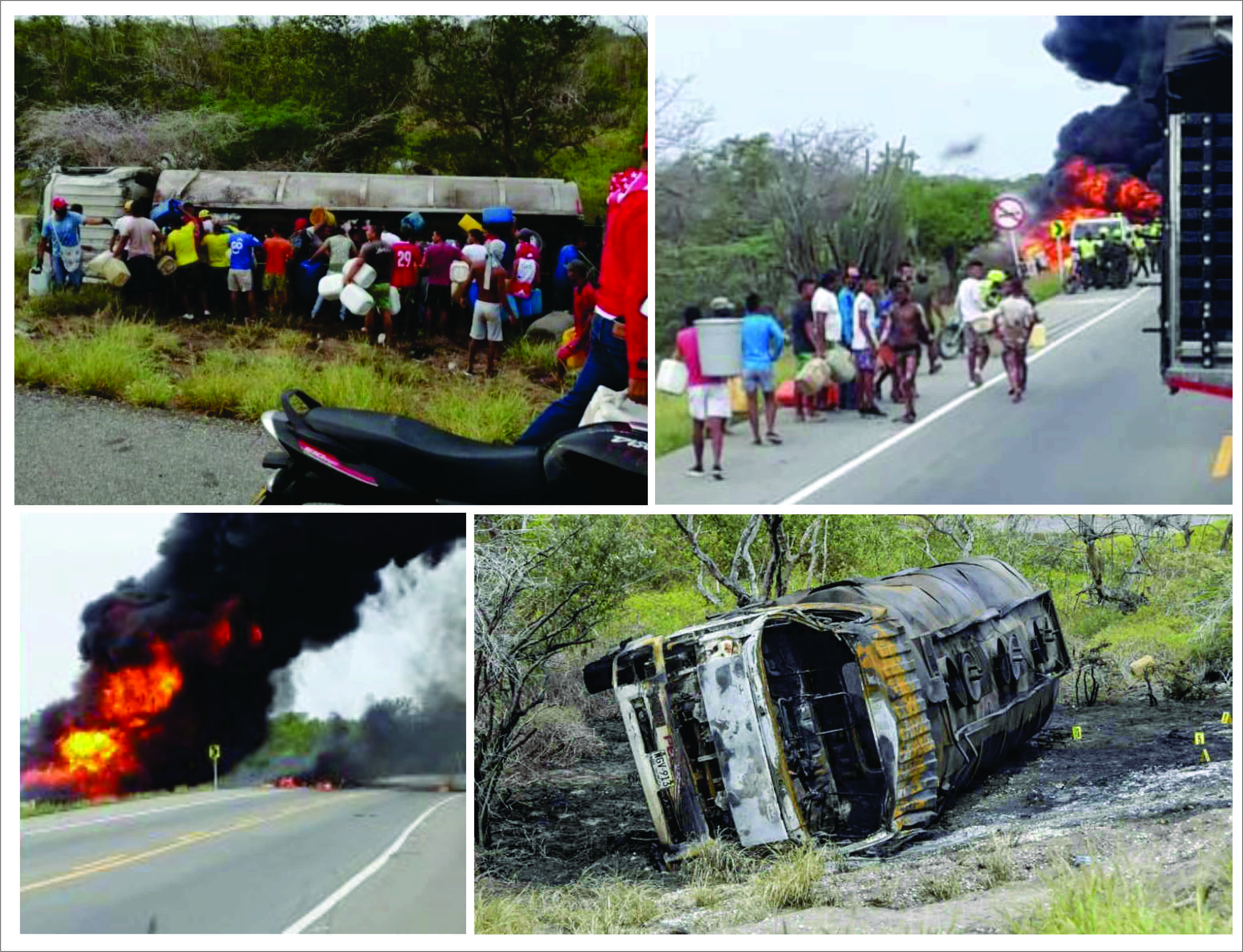Tragedia en Colombia, camión cisterna con gasolina se volcó e incendió: 7 muertos 50 heridos