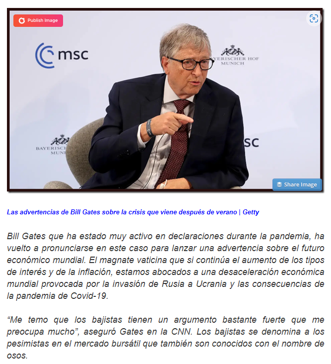  Bill Gates: Hay riesgo de desaceleración inmediata de la económica mundial