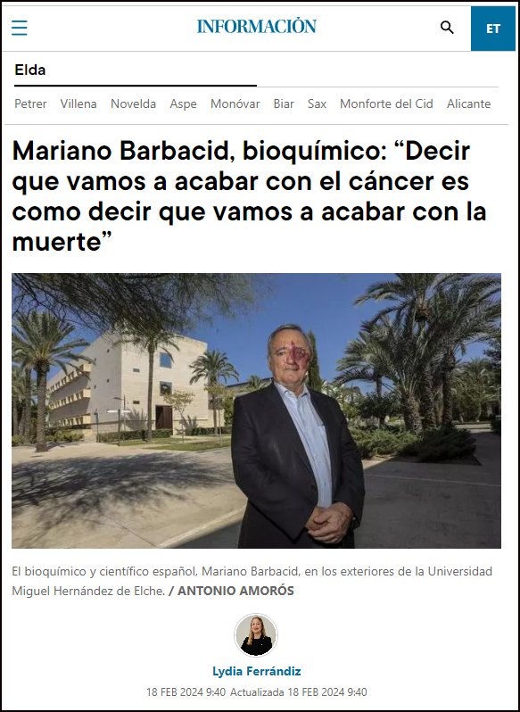  Barbacid y sus opiniones sobre la situación de los tratamientos contra el cáncer