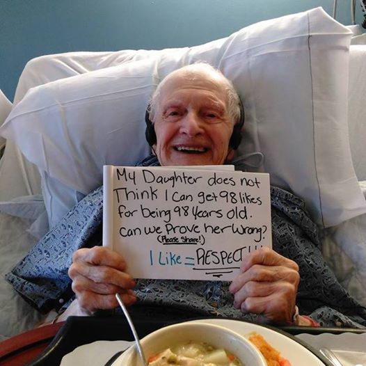 Grandfather Asks for 98 Facebook Likes for His 98th Birthday, Gets Thousands