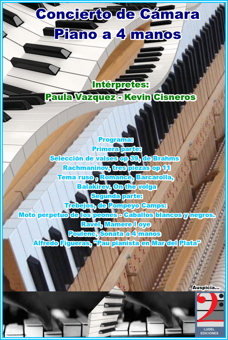 Estreno Mundial de la partitura "Pau pianista en Mar del Plata" Piano a 4 Manos 