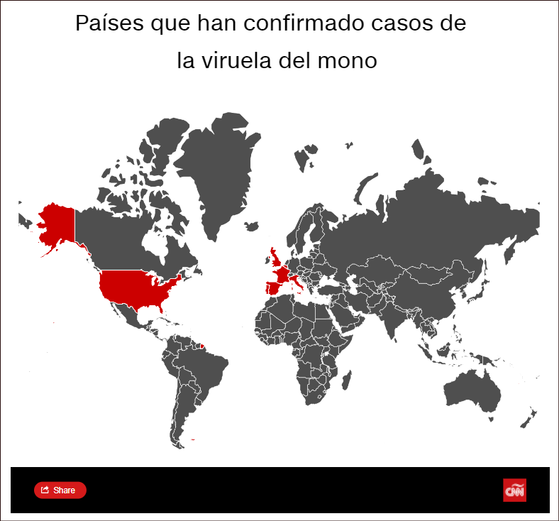  Viruela del mono (monkeypox): ¿en qué países se han detectado casos?