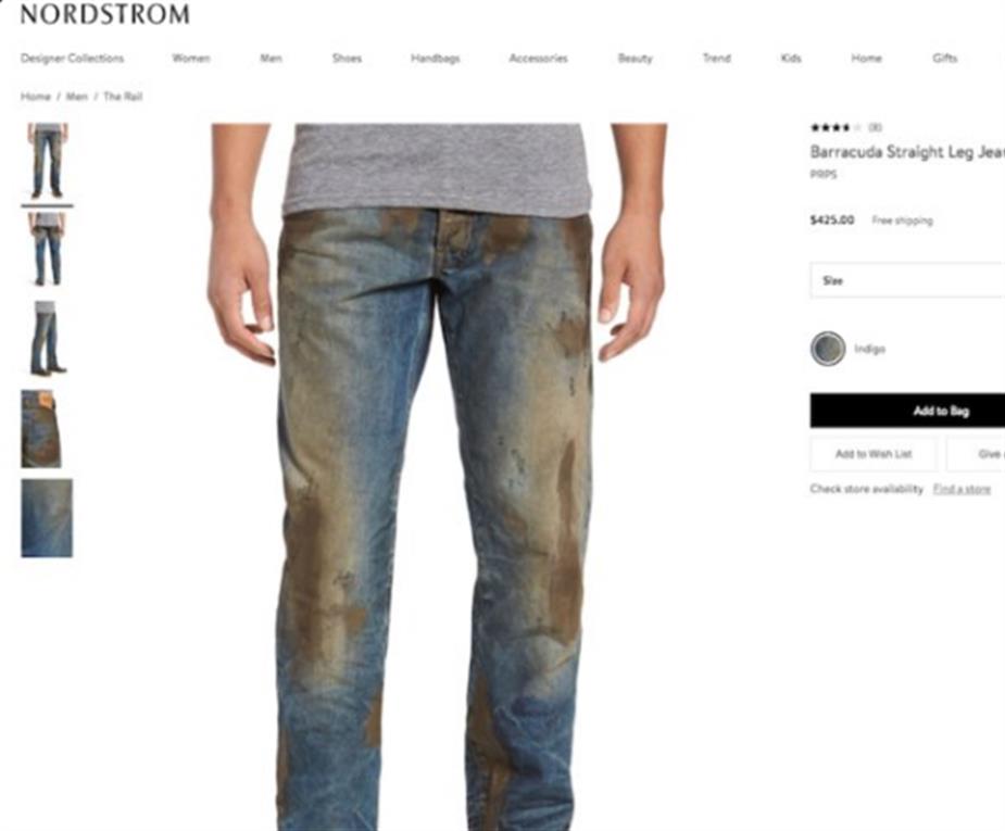 Una marca vende jeans cubiertos en barro a más de 400 dólares