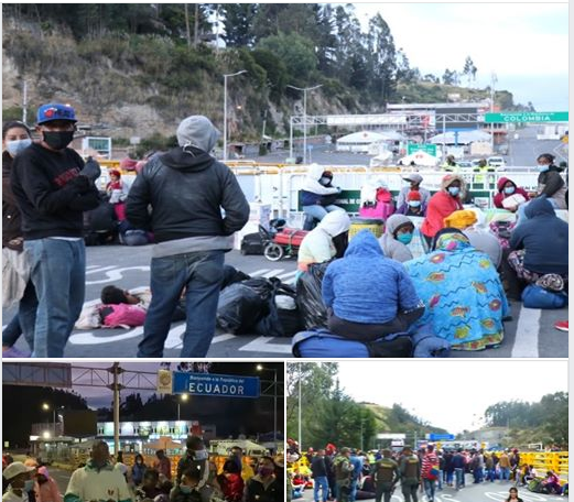 Migrantes venezolanos atrapados en Rumichaca, frontera colombo-ecuatoriana