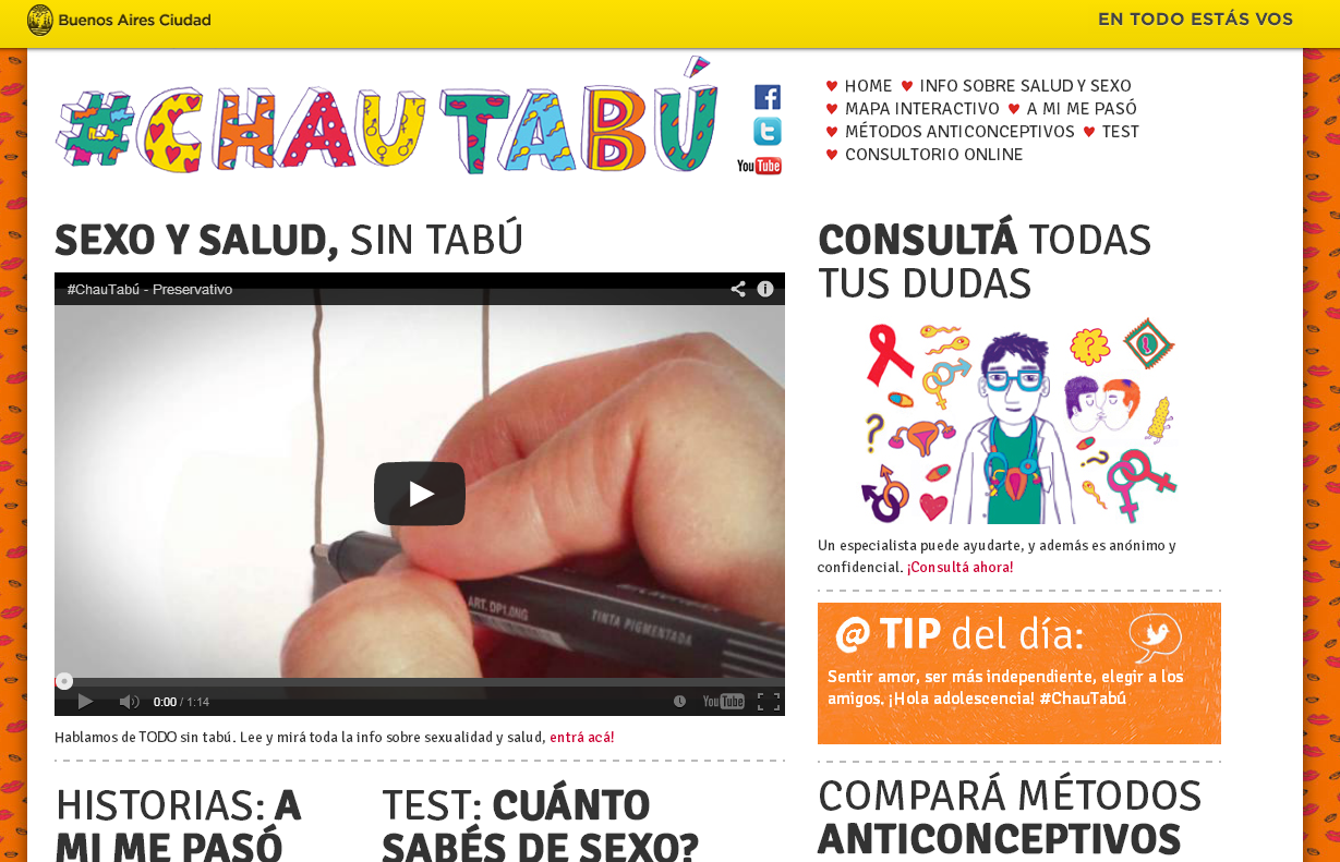 Chau Tabú: polémico sitio de orientación sexual de la Ciudad de Buenos Aires