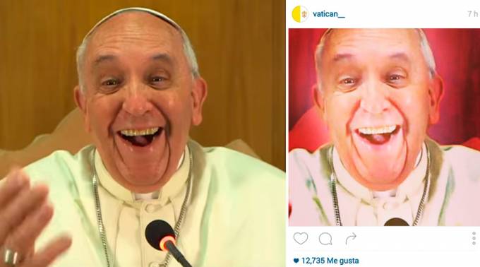 Este NO es el primer selfie del Papa Francisco, sino el truco de una cuenta falsa