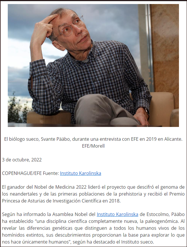  Svante Pääbo, el padre de la paleogenética: Nobel de Medicina 2022