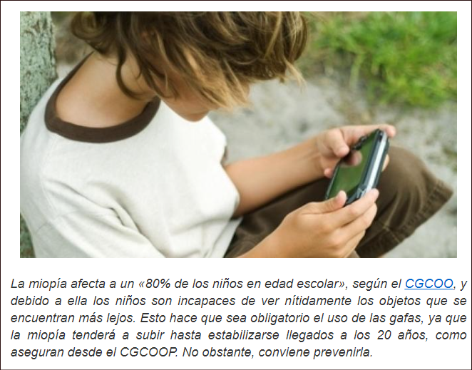Riesgos para los ojos d los niños x uso de pantallas d móviles y tablets: 1 d cada 3 tiene problemas